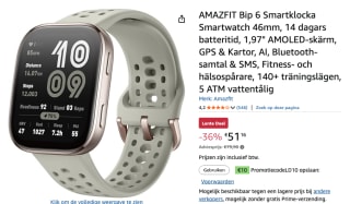 AMAZFIT Bip 6 Smartklocka Smartwatch 46mm,voor €41,16 dmv code bij Amazon