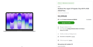MacBook Neo 13" A18 Pro 8GB 256GB por $10,049 | Bodega Aurrera (Banamex MSI)