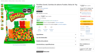 Panditas Ricolino bolsa 1 kg por $126 en Amazon