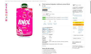 Limpiador Multiusos Pinol Aromas 5.1L por $88 | Amazon