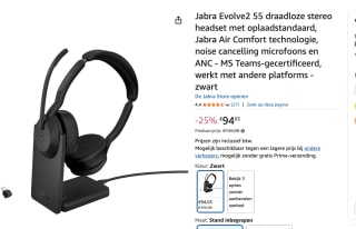 Jabra Evolve2 55 Link380c MS Stereo headset voor €94,03 bij Amazon