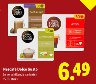 Dolce Gusto koffiecups 15 of 30 stuks voor €6,49 bij De Lidl