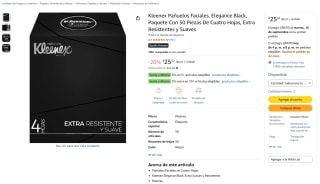 Kleenex Pañuelos Faciales Elegance Black (50 piezas) por $26 en Amazon