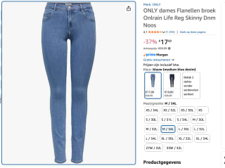 Only Skinny fit jeans van viscosemix, model 'Rain' voor €17 bij Amazon