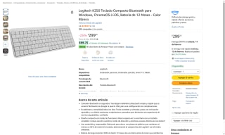 Teclado Logitech K250 Blanco Bluetooth por $299 | Amazon