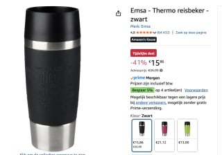 Emsa Thermosbeker Travel Mug voor €15,86 bij Amazon
