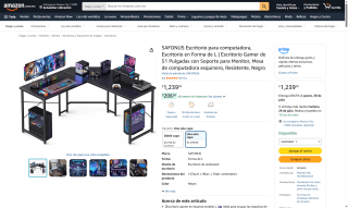 Escritorio para Computadora en Forma de L por $999 | Oferta Amazon