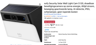eufy Solar Wall Light Cam S120 voor €61 bij Amazon