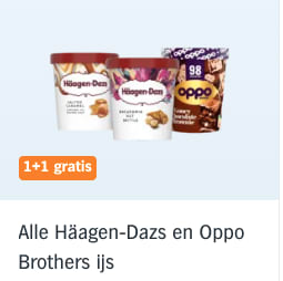 Oppo en Häagen Dazs ijs 1+1 gratis bij Albert Heijn
