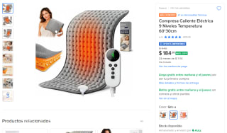 Compresa caliente eléctrica 60x30cm (9 niveles) por $184 en Mercado Libre