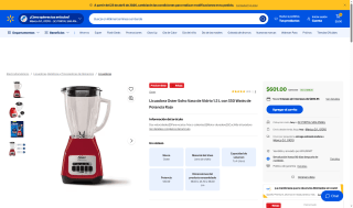 Licuadora Oster Soho 1.5L 550W Rojo por $601 | Walmart