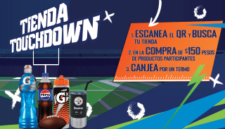 Termo o Squeezer Gatorade NFL Gratis comprando en OXXO