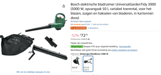 Bosch UniversalGardenTidy 3000 Bladblazer voor €72,18 bij Amazon