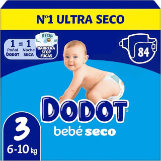 2 pack Dodot Pañales Bebé-Seco, Talla 3 total 168 pañales por 27,58€