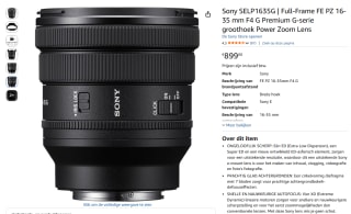 Sony FE PZ 16-35mm F4 G voor €899 bij Amazon