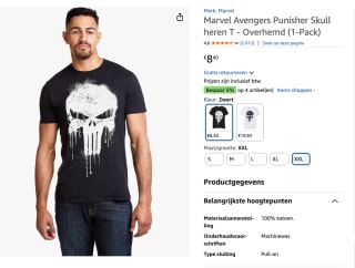 Marvel Avengers Punisher Skull T shirt voor €8,40 bij Amazon