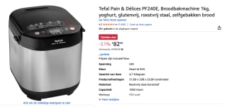 Tefal Pain & Délices PF240E - Broodbakmachine voor €82,99 bij Amazon