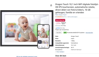 Dragon Touch 10,1 inch WiFi digitale fotolijst voor €45,99 dmv code bij Amazon