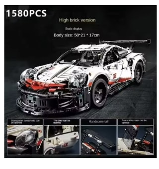 Bloques de construcción 1580Pcs Técnica 911Rsr Carreras con mando por 12,34€