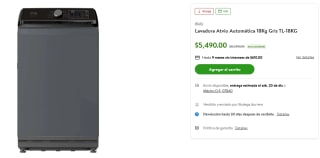 Lavadora Atvio 18kg Gris por $4,831 | Walmart (BBVA)