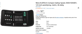 Wera Kraftform Kompakt Zyklop Speed 1/4" gereedschapsset voor €67,25 bij Amazon