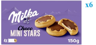 6 x Galletas rellenas leche cubiertas de chocolate Mini Stars Milka 185g. por 11.86€