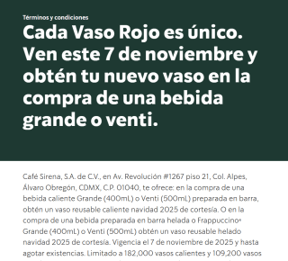 Vaso Reusable Navideño Gratis con Bebida | Starbucks
