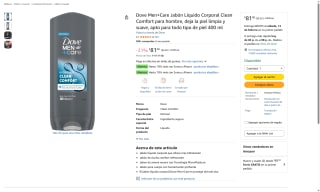 Dove Men+Care Jabón Líquido 400ml por $81 | Amazon