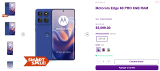 Motorola Edge 60 PRO 256GB por $5,310 | Telmov (Mercado Pago)