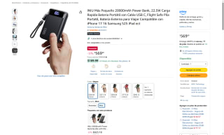 Powerbank INIU 20000mAh 22.5W por $291 | Oferta Amazon