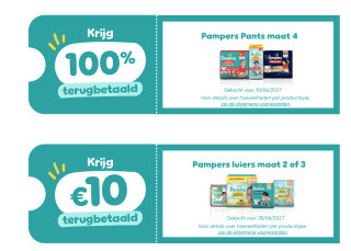 Gratis pak Pampers t.w.v. € 10 of korting