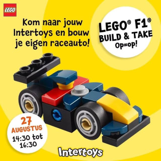 Bouw je eigen LEGO® F1® racewagen bij Intertoys en neem hem mee naar huis
