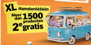 Hamsteren bij Albert Heijn met heel veel producten de 2de gratis
