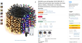 Luces Navidad 50m DAHAN 500LED por $400 | Amazon