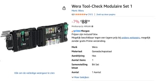 Wera Tool-Check Modular Set imperiaal 1 voor €88,94 bij Amazon