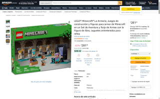 Set LEGO Minecraft La Armería por $281 | Oferta Amazon