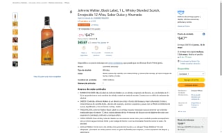 Johnnie Walker Black Label 1L por $647 | Oferta Amazon