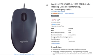Logitech M90 Optical USB muis voor €4,29 bij Amazon