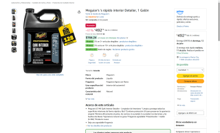Meguiar's D149 Quik Interior Detailer 1 galón por $493 | Amazon