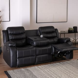 Sofa Santi Black Reclinable 3 Cuerpos Con Posavasos por solo $319.990 en Líder