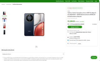 Honor X9D 256GB 5G por $4,918 | Bodega Aurrera (BBVA o NU)
