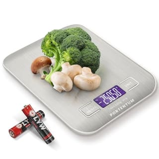 PORTENTUM Peso de Cocina con Pantalla LCD, Acero Inoxidable, Balanza cocina por 5,99€