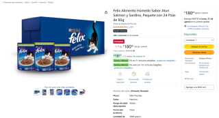 Felix Alimento Húmedo (24x85g) por $180 en Amazon