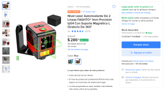 Nivel Láser Autonivelante FAGHTO de 2 Líneas por $286 en Mercado Libre