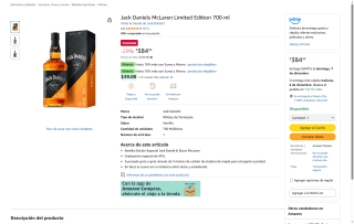 Jack Daniels McLaren 700ml por $384 | Oferta Amazon