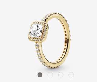 Anillo Oro 14K cuadrado con Halo brillante $398.700 Solo en PandoraOficial.cl
