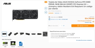 Tarjeta ASUS RTX 5080 PRIME 16GB por $24,759 | Oferta CyberPuerta