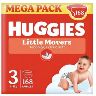 168 pañales Talla 3 Huggies Little Movers Ultra Comfort Bebé por 23.99€