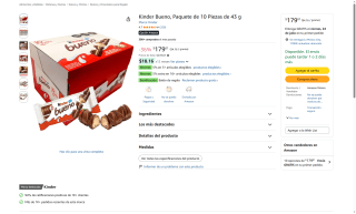 Kinder Bueno Chocolate Italiano 10p por $179 | Oferta Amazon