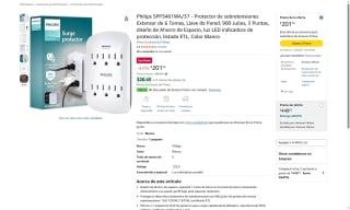 Protector Philips 6 Tomas por $202 | Oferta Amazon